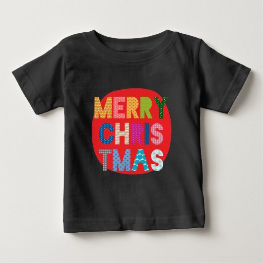 メリーカラフルクリスマスTシャ子供へツ ベビーTシャツ (正面)