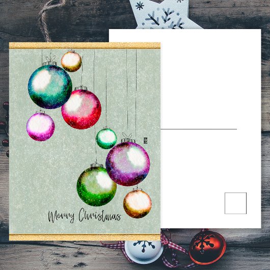 メリーカラフルスエレガントクリスマス家族 シーズンポストカード