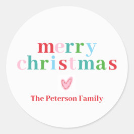 メリーカラフルスクリスマクラシックスラウンドステッカー ラウンドシール