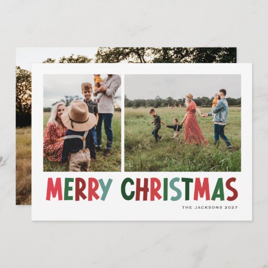 メリーカラフルス鮮やか数々のクリスマス写真 シーズンカード (正面/裏面)