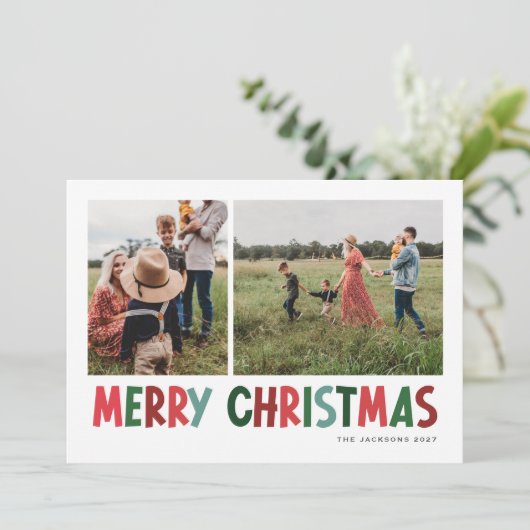 メリーカラフルス鮮やか数々のクリスマス写真 シーズンカード (スタンド正面)