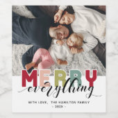 メリーカラフルホリデー写真 ワインラベル (シングルラベル)