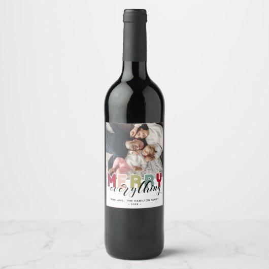 メリーカラフルホリデー写真 ワインラベル (正面)