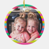 メリーカラフルモダンはっきりしたパーソナライズされた写真 セラミックオーナメント (裏面)