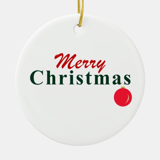 メリーカラフル・クリスマスと赤ぶら下がったオーナメント セラミックオーナメント (正面)