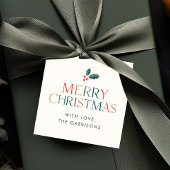 メリーカラフル・クリスマスの緑葉の贈り物 フェイバータグ