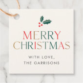 メリーカラフル・クリスマスの緑葉の贈り物 フェイバータグ (正面)