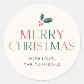 メリーカラフル・クリスマスの離れ緑の ラウンドシール (正面)