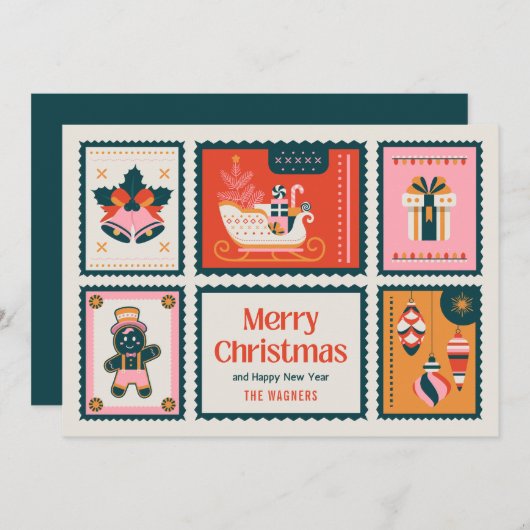 メリーカラフル・クリスマス・グリーティングの切手 シーズンカード (正面/裏面)