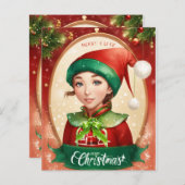 メリーカラフル・クリスマス・グリーティング・カード (正面/裏面)