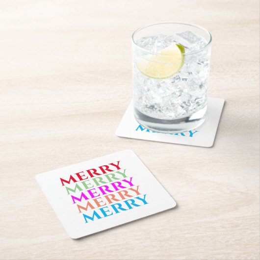 メリーカラフル・クリスマス・コースター スクエアペーパーコースター (インサイチュ)