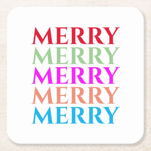 メリーカラフル・クリスマス・コースター スクエアペーパーコースター (正面)