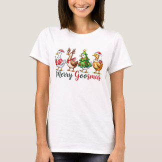メリーガスマス かわいいクリスマスのガチョウ Tシャツ