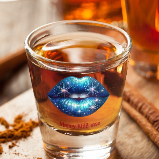 メリーキスマスきらめくブルースノーフレークリップ ショットグラス