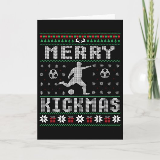 メリーキックマス サッカー選手 クリスマスのセーター カード (正面)
