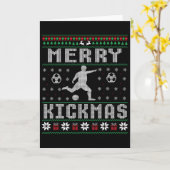 メリーキックマス サッカー選手 クリスマスのセーター カード (黄色い花)