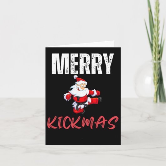 メリーキックマス 楽しいクリスマス サンタクロース 空手 カード (正面)