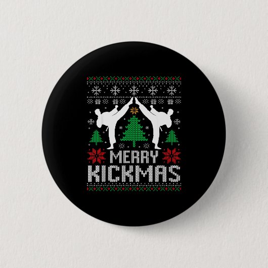 メリーキックマス 空手 柔術 アガるクリスマス Xmas 缶バッジ (正面)