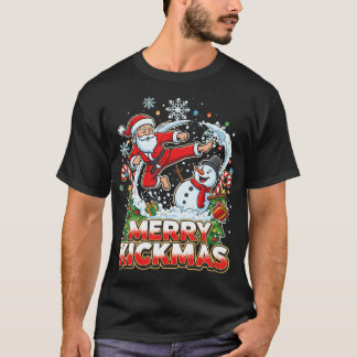 メリーキックマス 醜いクリスマス柔術 楽しい Tシャツ
