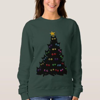 メリーキャットマスクリスマスギフトにゃんクリキャット面白い猫 スウェットシャツ