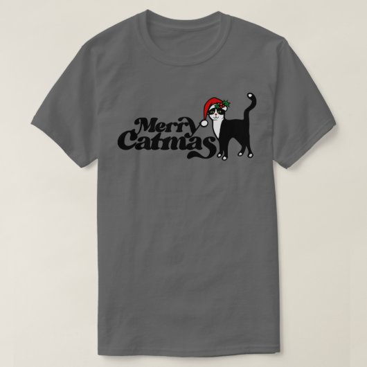 メリーキャットマスクリスマス猫ニャー Tシャツ (デザイン正面)
