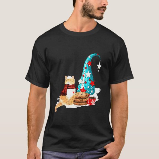 メリーキャットマス クッキーを持つ猫 Tシャツ (正面)