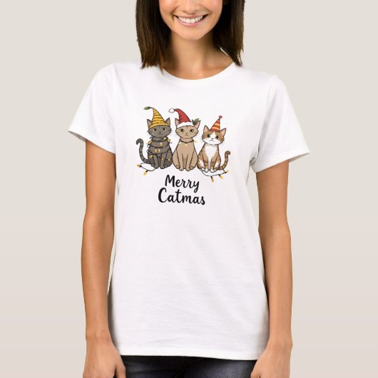 メリーキャットマス 楽しい猫好き Tシャツ (正面)