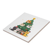 メリーキャットマス 面白いクリスマスツリー、猫のXmasニャー タイル (側面)