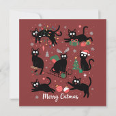 メリーキャットマス 面白いクリスマス 黒猫好き シーズンカード (正面)