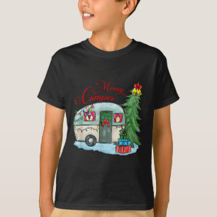 メリーキャンパークリスマスサンタキャンパーキャンピングトラックXmas Tシャツ