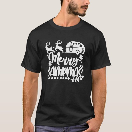 メリーキャンプマス メリークリスマス RVキャンピング XMASキャンプ Tシャツ (正面)