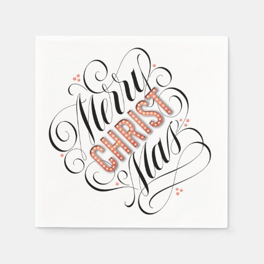 メリーキリストの宗教文字のサイン書道 スタンダードカクテルナプキン (正面)