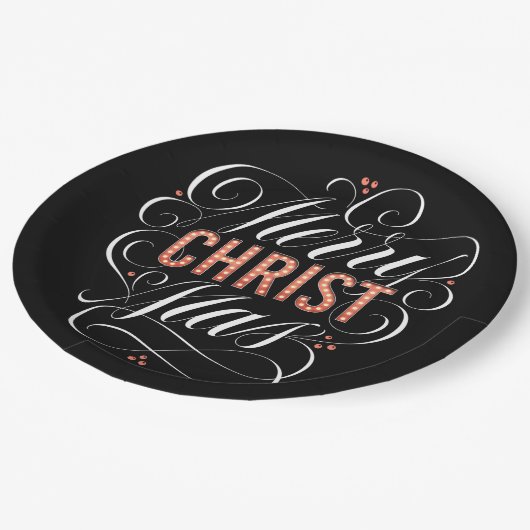 メリーキリストの宗教赤マーキー書道 ペーパープレート (アングル)