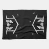 メリーキリストマスクリスチャンカルボード出生 キッチンタオル (横)