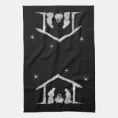 メリーキリストマスクリスチャンカルボード出生 キッチンタオル (縦)