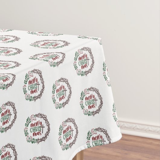 メリーキリストマスクリスチャン崇拝リースホリデー テーブルクロス (インサイチュ)