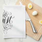 メリーキリストマスクリスチャン書道レタリング キッチンタオル (四つ折り)