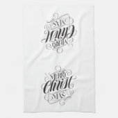 メリーキリストマスクリスチャン書道レタリング キッチンタオル (縦)
