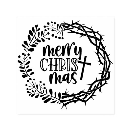 メリーキリストマスクリスチャン礼拝リース セルフインキングスタンプ (デザイン)