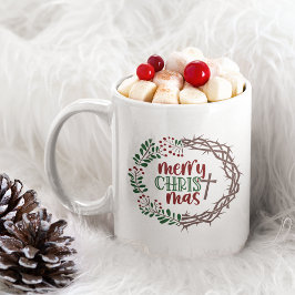 メリーキリストマスクリスチャン聖なる書物、 経典リース11oz コーヒーマグカップ