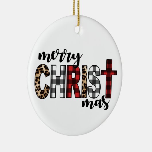 メリーキリストマスバッファロープレイド セラミックオーナメント (右)