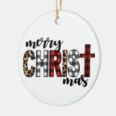 メリーキリストマスバッファロープレイド セラミックオーナメント (左)