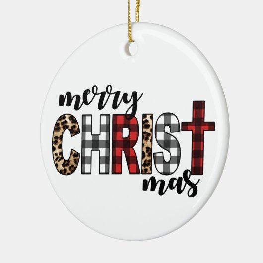 メリーキリストマスバッファロープレイド セラミックオーナメント (左)