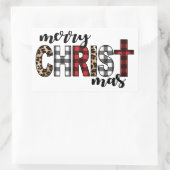 メリーキリストマスバッファロープレイド 長方形シール (バッグ)