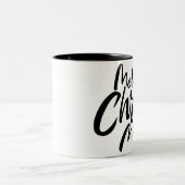 メリーキリストマス宗教的クリスチャン白黒 ツートーンマグカップ (中央)