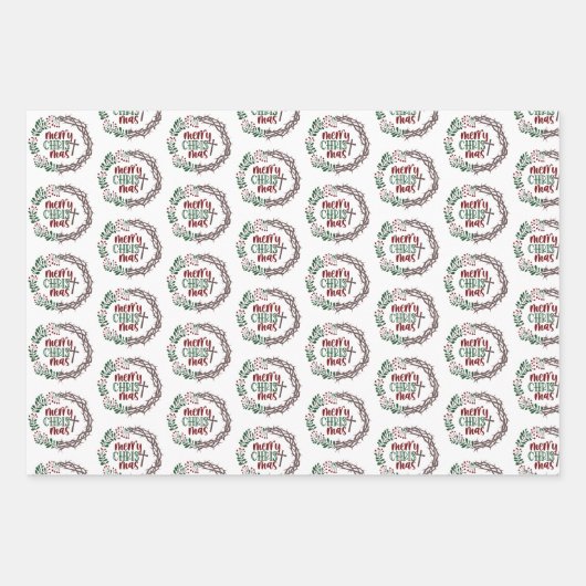 メリーキリスト教宗教リース ラッピングペーパーシート (正面3)