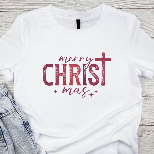 メリーキリスト教宗教赤はっきりした色 トライブレンドＴシャツ