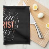 メリーキリズマス宗教赤マーキーチョークボード キッチンタオル (四つ折り)