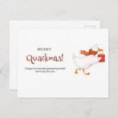 メリークアクマス！おかしいアヒルのクリスマスカード、ミニマル シーズンポストカード (正面/裏面)