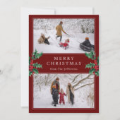 メリークラシッククリスマス赤い二カスタム枚の写真 シーズンカード (正面)